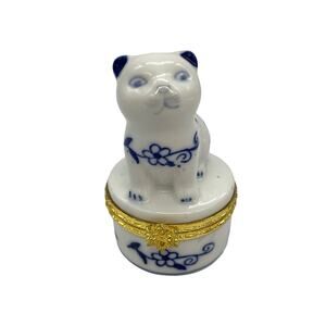 Cat Kitten Porcelain Hinged Trinket Box Formalities by Baum Bros